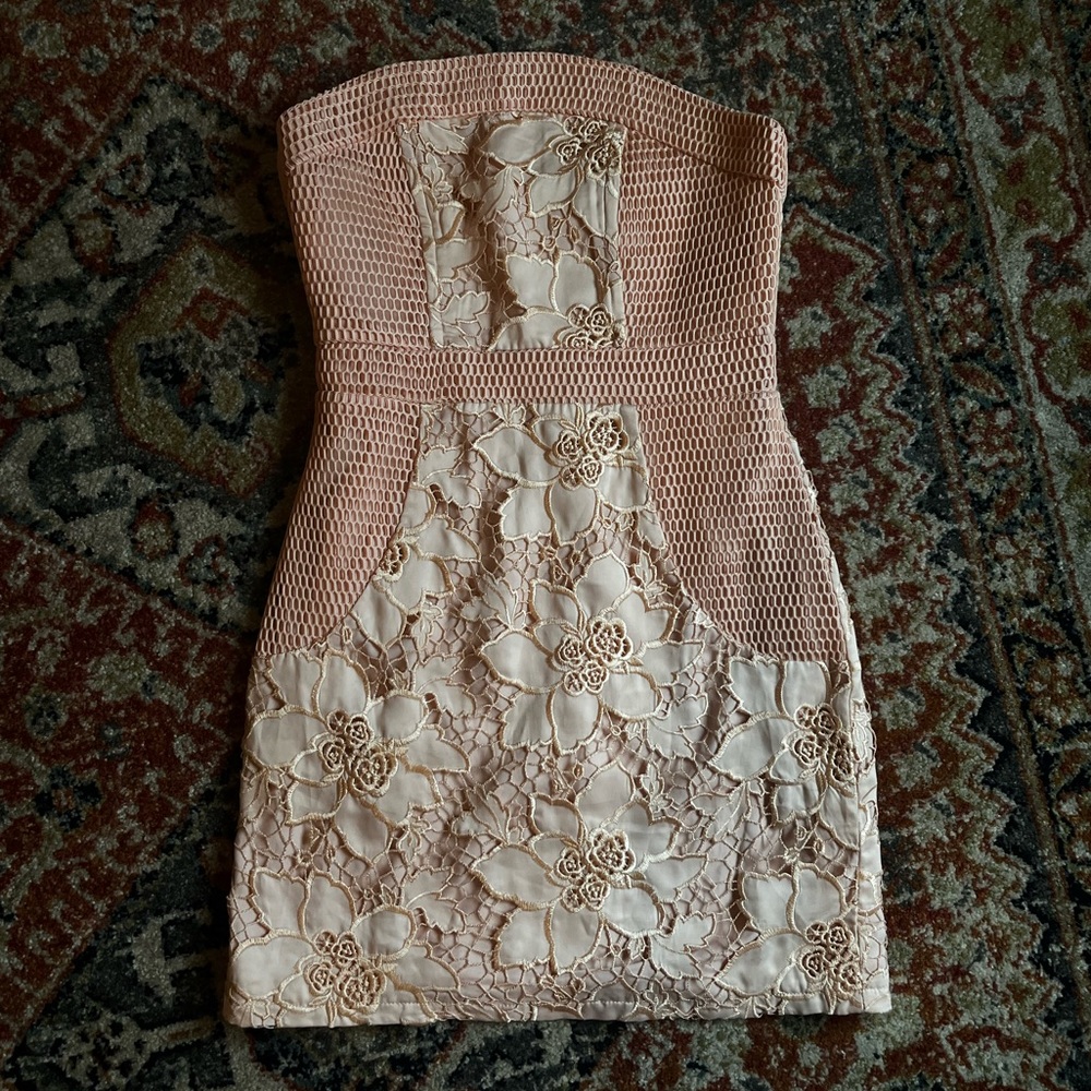 Lovers+Friends Pink Lace Mini Dress